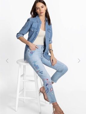 Johnny Was The Cropped Skinny Jean w/embroidery.